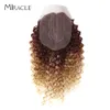 Human Hair Bulks Afro Kinky Curly Hair Extensions Ombre Blonde 16-20Inch Synthetic Hair Bundles With Closure Weave Hair High Temperature Fiber 230925