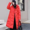 Trench da donna 2023 stile cinese giacca allentata da donna moda invernale monopetto cappotto retrò lungo con cappuccio sottile in cotone femminile