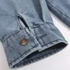 Camisas casuales para hombres patrón de flores bordado retro a cuadros cosido denim solapa camisa de manga larga para hombres otoño vintage pareja