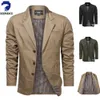 Spring and Autumn New Men Retro Solid Color Suit Business Wide Loose Three-breasted Suit Multi-pocket Casual Regular Jacket Coat