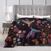 Couvertures Colibri oiseau polaire couverture ultra douce confortable fleurs fleuries flanelle décorative toutes saisons pour canapé à la maison
