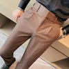 Herenpakken Herfst Winter Effen Kleur Pak Broek Mannen Hoge Taille Casual Zakelijke Jurk Kantoor Sociale Bruiloft Broek Kleding