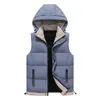 Gilets pour hommes Usine directe hommes coton gilet manteau automne hiver gilet à capuche décontracté veste sans manches vêtements d'extérieur chaud rembourré hauts L169