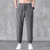 Men's Summer Pants - Thin Ice Silk Casual Workwear Long Trousers, Loose-Fit Cuffed Quick-Dry Capri Pants