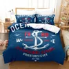 Conjuntos de cama Marine Anchor Bedding Set Ocean Sea 3D Duvet Cover Conjuntos Consolador Roupa de Cama Twin Queen King Único Tamanho Azul Navio Navio Crianças 230923