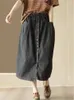 Skirts Summer Denim Skirt Women Retro Elastic Waist Pocket Button Split The Fork Slim-type Casual 2023