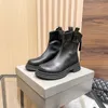 Inverno designer de luxo feminino botas curtas couro martin algemado botas de tornozelo plana