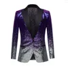 Herrdräkter hoo 2023 Gradient Sequin Color Matching Casual Blazer Performance Host MC Dress