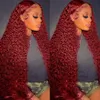 Burgundy Deep Curly Glueless Human Hair Wigs 13x4 HD Deep Wave Lace Frontal Wigs Red/Black/Blonde/blue/pink Brazilian Wigs