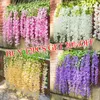 Dried Flowers Wisteria Vine Artificial Wholesale 110cm Trailing Fake Flower String For Home Wedding Party Decor Silk Garland 230923