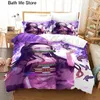 Beddengoedsets Nezuko Kamado beddengoedset Anime Demon Slayer Dekbedovertrek Trooster Beddengoed Twin Volledige Queen Size 3D Kinderen Meisje Jongens Cadeau 230925