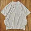 Camiseta masculina 2023 moda de rua manga curta camiseta lavagem de verão feito velho cinco pontos pesado médio o-pescoço