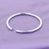 Bangle Fashion Female 925 Sterling Silver Bangle Simple Solid Smooth Bracelet Bangle For Women Charm Jewelry Party Birthday Gifts 230923