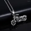 Łańcuchy vintage motocyklowe wisiorek Naszyjniki dla mężczyzn punkowy srebrny kolor stal nierdzewny Hip Hop Choker Collier biżuteria