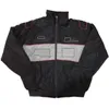 2023 F1 broderad bomullsjacka Formel 1 Casual Men's Zip Up Windproect Jacket Motorcykel Windbreaker Outdoor Warm Vintage Jacket