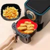 Baking Moulds 22cm Air Fryers Oven Tray Fried Chicken Basket Mat AirFryer Silicone Pot Square Replacemen Grill Pan Accessories Tool 230923