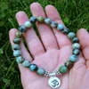 SN1035 Genuine African Turquoise Wrist Mala Beads Chakra Bracelet Yoga Bracelet Buddhist Prayer Healing Depression Anxiety Crystal287I