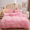 Ensembles de housses de couette WOSTAR Hiver chaud en peluche housse de couette rose vison velvefluffy flanelle housse de couette 220x240 king size luxe lit double ensemble de literie 230925