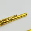 Margewate C Tune Flute 17 Keys öppnade hål Cupronickel Gold Lacquer Musical Instrument med Case Free Frakt