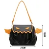 Sacos de ombro bat asa crossbody saco halloween doces novidade abóbora tote bolsa alça versátil ajustável casual plissado mensageiro