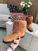 Boots Designer Boots Shoes Women's Flat Ancle Boots Brown Green Cow Suede Inner Rabbit Hair Ladies Boots Shoes With Original Box