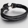 Pulseira de aço de titânio masculina, de alta qualidade, preto, personalidade, couro, corda de âncora para homens, presente, charme, pulseiras277q