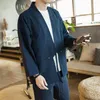 Vestes pour hommes Hommes Rétro Cardigan Vintage-Inspiré Ethnique Élégant Manteau Ouvert Avant Avec Détails À Lacets Manches Longues Solide