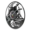 Orologi da parete Orologio da record nero Design creativo per strumenti musicali a tamburo per auto a LED
