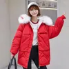Women's Trench Coats Winter Jacket Women Red Plus Size Loose Big Fur Hooded Down Cotton Coat Nice Korean Chic Thick Warmth Parkas