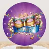 Party Decoration Round Pography Background Birthday Decor Purple Gold Glitter Beads Mask Carnival Gras Dance Backdrop Po Studio