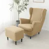 Chair Covers Sloping Arm Wing Back Chair Covers Elastic Anti-dirty Armchair Sofa Covers Polar Fleece Sofa Slipcover with Seat Cushion Cover 230925