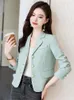 Damespakken Herfst Groen Kantoor Dame Blazers Roze Single Breasted Elegante Kleding Lange Mouw Casual Witte Jas 2023 Mode