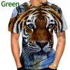 Herr t-skjortor 2023 mode kreativ 3d tiger tryck t-shirt rund hals casual sommar neutral djur kortärmad topp