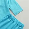 Zestawy odzieży 2023 2-7y moda Dzieciak Dziecko Zestaw ubrania jesień niebieski solidny kombinezon z długim rękawem krawat farbowanie kamizelki