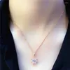 Kedjor Creative Plated 14k Rose Gold Geometric Stars Pendant 585 Sparkling Crystal Necklace Light Luxury Jewelry Gift