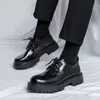 Klänningskor män Korea läderplattform oxfords glider på tjocka tottom manliga derby skor casual loafers mens fyrkantiga tå formella klädskor 230925