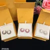 Lyxiga smycken svart diamant f loop kärlek örhängen designer hoop örhängen mode stud för kvinnor rosa studs kvinnor bröllop gåva 925249p
