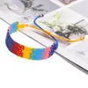 Bracciale con perline in filo di colori sfumati Vintage minimalista alla moda personalizzato con perline di riso regolabili bohémien intrecciate a mano