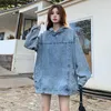 Women's Hoodies Autumn Denim Sweatshirt Women O-neck Hooded Long Sleeve Quilted Pullover Top Casual Fashion Retro Pocket Streetwear Shirt