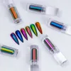 Poudres acryliques liquides HNDO petit tube poudre de chrome liquide 6 couleurs ensemble Aurora caméléon paillettes pour ongles professionnel Nail Art décor manucure pigment 230925