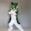 Remise usine loup vert longue fourrure fourrure Costume Husky chien renard mascotte Costume déguisement anniversaire fête d'anniversaire Costume de noël carnaval unisexe adultes tenue