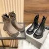 Inverno designer de luxo feminino botas curtas couro martin algemado botas de tornozelo plana