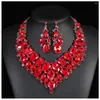 Ketting Oorbellen Set Overdreven Voor Vrouwen Trend Kristal Bloem Accessoire Sets Bruidsjurken Avondjurk Feestsieraden