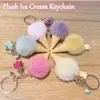 Porte-clés en peluche Mignon porte-clés de crème glacée en peluche avec pompon sac à dos décoration de charme moelleux Pom porte-clés pour femmes filles ou enfants cadeaux de Noël 230925