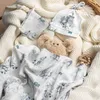 Blankets Swaddling Baby Swaddle Blankets Set with Matching Hat and Drool Cloth Organic Cotton Muslin Swadde Soft born Wrap Receive Blanket 230923