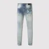 Jeans pour hommes High Street Mode Hommes Rétro Bleu Clair Stretch Skinny Fit Ripped Patch Designer Hip Hop Marque Pantalon Hombre