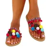 Sandals Ladies Fashion Summer Colorful Cloth H Ball Decor Boho Flat