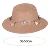 Chapeaux larges chapeaux femmes chapeau de paille fleur décor sangle ronde solide crème solaire respirant coréen voyage en plein air dame pêcheur chapeaux