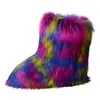 Women Boots Flat Heel High Top Warm Winter Fur Boots Deep Mouth Round Head Mid Sleeve Faux Fox Snow Female 230830