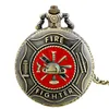 Catena per orologio da tasca con pendente retrò con incisione al quarzo pieno a tema Fire Fighter283p